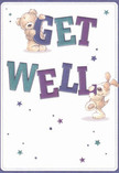 Radiating playful optimism, this illustrated get well card is a scene of gentle encouragement easily recognised by anyone in the Charing Cross community. Two lovable characters-a teddy bear, plush and endearing, and an exuberant puppy with velvety, floppy ears-collaborate in delivering comfort through the playful arrangement of 'Get Well' in exuberant, bold letters. Teal and indigo hues form a pleasing contrast against the soft cream backdrop, their vibrancy echoing the artisanal touch of florists near Trafalgar Square. Delicate stars in various shades of blue and purple are scattered like wishes for speedy recovery, reminiscent of hopeful messages carried home with a beautiful bouquet. Every brushstroke, from the fluffy textures to the confident sweep of type, is placed with the care of a local florist crafting arrangements by hand for delivery across Charing Cross. The effect is both comforting and uplifting-a heartfelt reminder of the warmth that flourishes within this neighbourhood whenever someone needs it most.